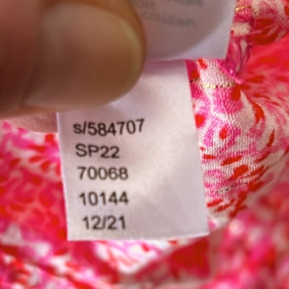 LOFT Pink Floral Shimmer Blouse Women’s Small Popover Top Puff Sleeve‎         J - Picture 13 of 13
